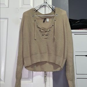 Criss cross tie sweater